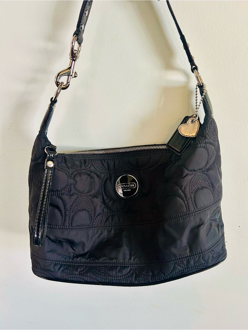 Coach Black Quilted Shoulder Hobo Bag